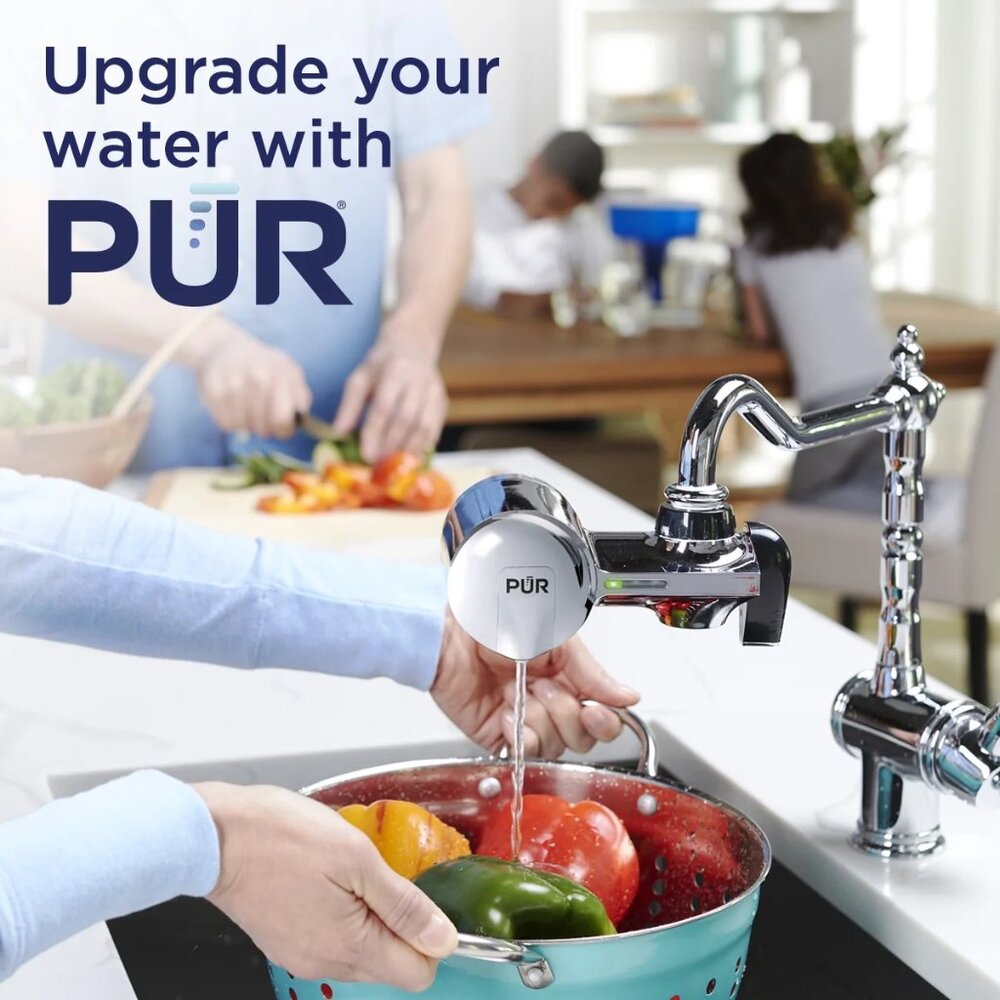PUR PLUS Faucet Mount Water Filtration System Chrome Mineral Core Filter PFM400H